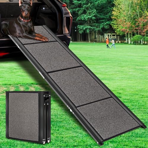 CJYMMFAN 71”L*20”W Extra Wide & Long Dog Car Ramp,Folding Dog Ramp with Anti-Slip Surface, Pet Stairs Ramp for Dogs to Get Into a SUV,Truck & Car, Extra Long Dog Truck Ramp for Large Dogs Up to 285LBS