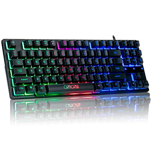 CHONCHOW 87-Key RGB Backlit Compact Gaming Keyboard - USB Wired Tenkeyless Keyboard for Laptop, PS4, Xbox, PC Gaming and Work