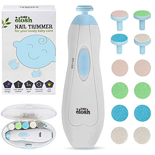 Baby Nail Trimmer File Electric - [Upgraded] Safe Nail Clippers with 12 Units Gift for Newborn Toddler Kids or Women Toes and Fingernails, Care, Polish and Trim, AA Battery Operated (Not Include)