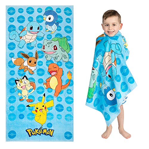 Franco Kids Super Soft Cotton Beach Towel, 58 in x 28 in, Pokemon