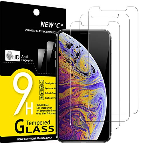 NEW'C [3 Pack] Designed for iPhone 11 Pro Max, iPhone XS Max (6.5') Screen Protector Tempered Glass, Case Friendly Ultra Resistant