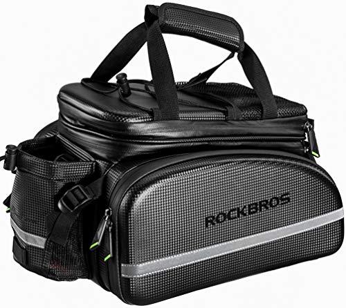 ROCKBROS Bike Rack Bag Trunk Waterproof Carbon Leather Bicycle Rear Seat Cargo Pack Pannier Handbag