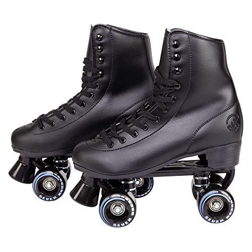 C SEVEN C7skates Quad Roller Skates | Retro Design (Black, Youth 1)