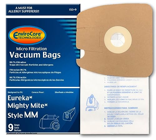 EnviroCare Replacement Micro Filtration Vacuum Bags made to fit Eureka Style MM Eureka Mighty Mite 3670 and 3680 Series Canisters 9 Bags
