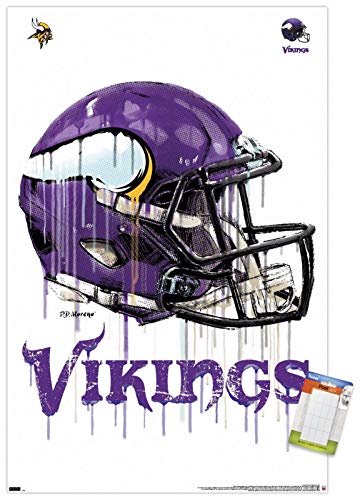 Trends International NFL Minnesota Vikings - Drip Helmet 20 Wall Poster, 22.375' x 34', Poster & Mount Bundle