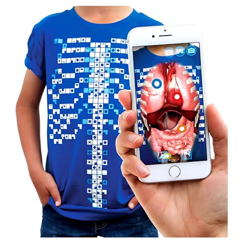 Curiscope Virtuali-Tee Augmented Reality T-Shirt for Kids Unisex Educational Anatomy Perfect Fun Learning Gifts for Children (US, Alpha, Large) Blue