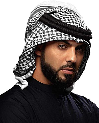 HOMELEX Keffiyeh Arab Head Scarf for Men Sheikh Muslim Turban Saudi Dubai Headwear