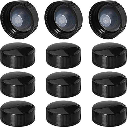 MEETOOT 12pcs Phenolic Resin Cover 28mm Black Poly Seal Screw Caps for Daily Chemicals, Food, Cosmetics Bottles