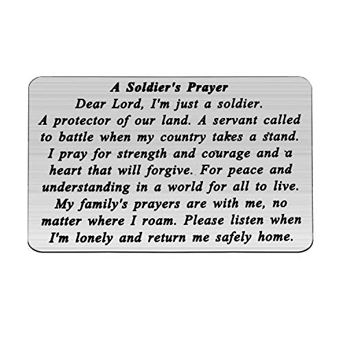 MYOSPARK Soldier's Prayer Military Dog Tag Pendant Keychain Religious Jewelry Gift(Soldier's Prayer wallet card)