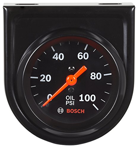 Actron Bosch SP0F000052 Style Line 2' Mechanical Oil Pressure Gauge (Black Dial Face, Black Bezel)
