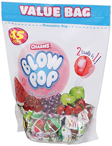 Charms Blow Pops, Assorted Flavors, 45 Count - 29.25 Ounce Bag (Packaging may vary)