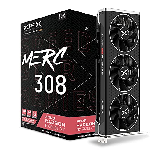 XFX Speedster MERC308 Radeon RX 6600 XT Black Gaming Graphics Card with 8GB GDDR6 HDMI 3xDP, AMD RDNA 2 RX-66XT8TBDQ