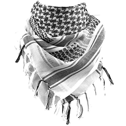 FREE SOLDIER 100% Cotton Military Shemagh Tactical Desert Keffiyeh Head Neck Scarf Arab Wrap(White)