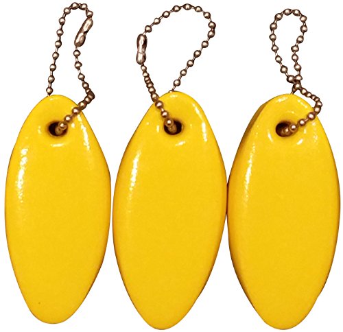 JQuad 3 Pack YELLOW Floating Keychain key floats Vinyl Covered Foam -Made in the USA- (Yellow)