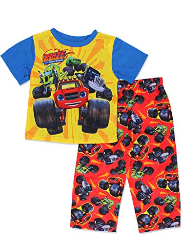 Nickelodeon Blaze and the Monster Machines Toddler Boys 2 piece Pajamas Set (3T, Red/Blue)