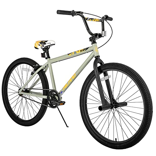 Hiland 26 inch BMX Bike Beginner-Level to Advanced Riders with 2 Pegs Steel Frame Grey