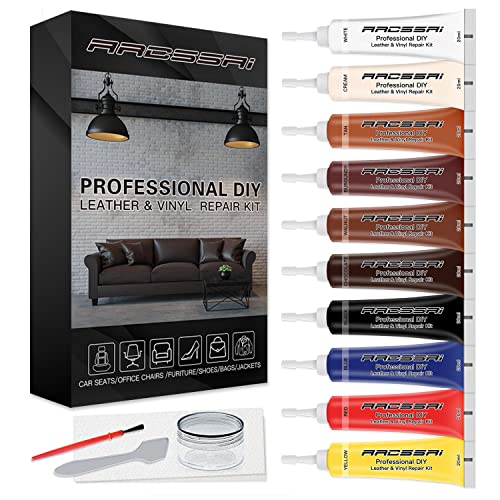 Leather Repair Kit for Furniture, Sofa, Jacket, Car Seats and Purse. Vinyl Repair Kit. Super Easy Instructions to Match Any Color, Restore Any Material, Bonded, Italian, Pleather, Genuine