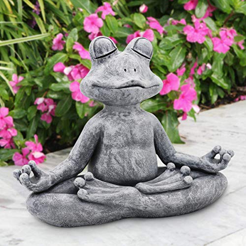 Goodeco 12.5' L×10' H Meditating Yoga Frog Statue - Gifts for Women/Mom, Zen Garden Frog Figurines for Home and Garden Decor, Frog Decorations Gift Ideas, Frog Gifts for Women