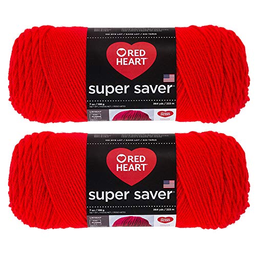 Bulk Buy: Red Heart Super Saver (2-Pack) (Hot Red, 7 oz Each Skein)