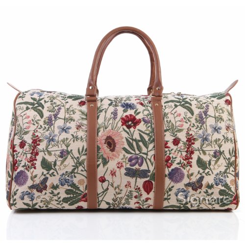 Signare Tapestry Large Travel Duffle Bag Ladies Overnight Weekender Carryon Gym Sports Duffel bags for Women With Morning Garden Design (BHOLD-MGD)