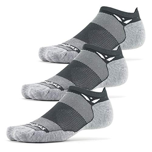 Swiftwick- MAXUS ZERO Tab (3 Pairs) Running & Golf Socks, Maximum Cushion (Gray, Large)