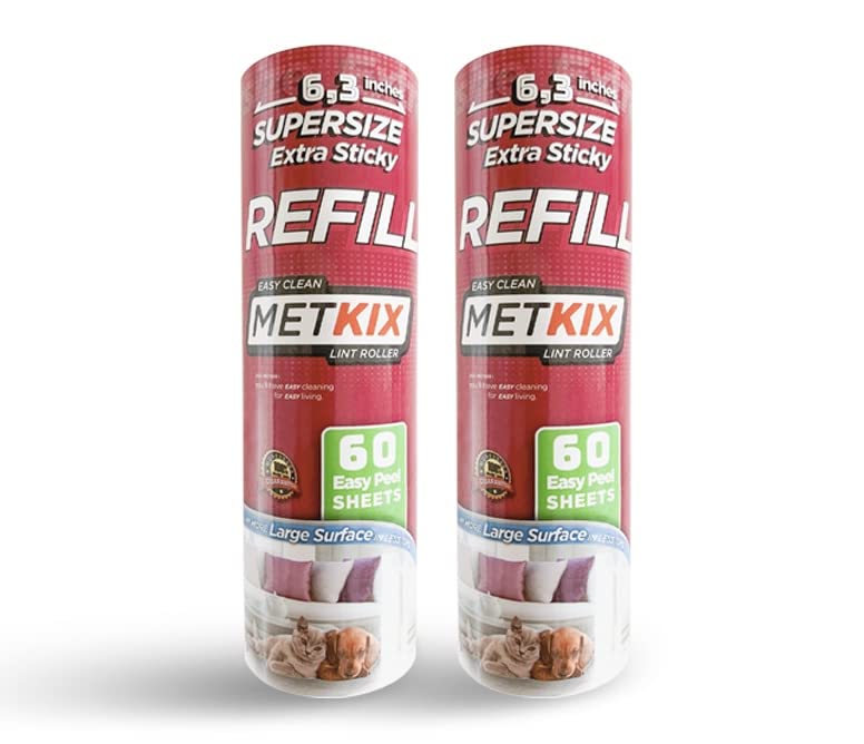 Metkix Refill for Metkix Supersize 6.3 inches Lint Roller 2 Packs Total 120 Sheets