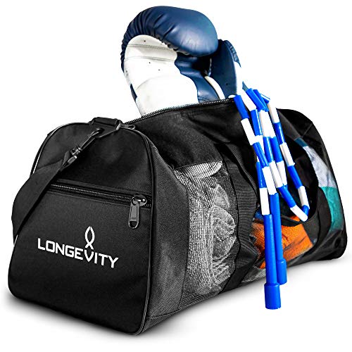 Longevity Gear Duffle Mesh Bags With Bottle Pocket, Breathable Duffel Bag for Sweaty Clothes and Equipment, Workout Bag, Gym Bag, Wrestling Bag, Swimmers, Active Athletes, | No More Stink