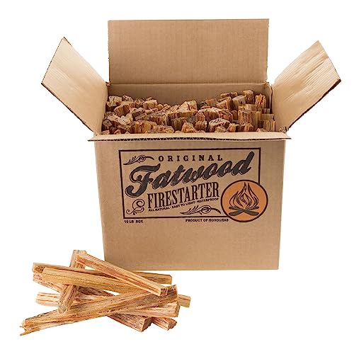 Fatwood Pine Wood Fire Sticks - 10lb Box of Indoor or Outdoor Fire Starters for Campfires, Grills, Wood Stoves, Firepits, or Fireplaces by Pure Garden