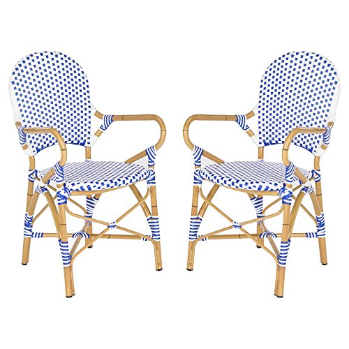 Safavieh Home Collection Hooper Blue & White Indoor-Outdoor Stacking Arm Chair