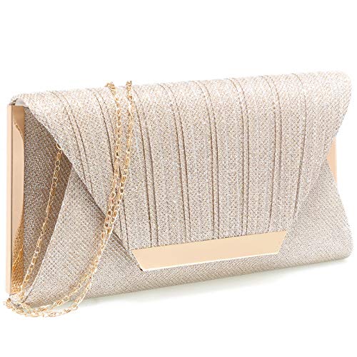 clutches for women evening bag purses and handbags evening clutch purs Silver clutch purses for women wedding(Champagne)