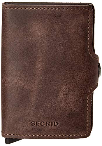 Secrid Twin Wallet, Vintage Chocolate, Genuine Leather with RFID Protecton, Holds up to 16 Cards