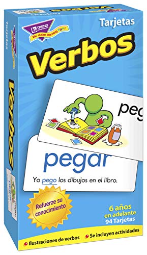 Trend Enterprises: Verbos (Spanish Action Words) Skill Drill Flash Cards, Grow Spanish Fluently, Illustraions with Words & Sample Sentence, 94 Cards Included, for Ages 6 and Up