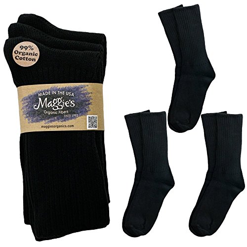 Maggie's Organics Cotton Crew Sock Tri-pack, Black