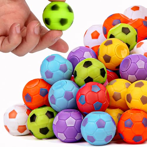SCIONE Soccer Party Favors for Kids Goodie Bags 36pack Fidget Spinner Soccer Balls for Kids 8-12 Goodie Bag Stuffers Treasure Box Toys for Classroom Return Gifts for Birthday Valentines Day Party