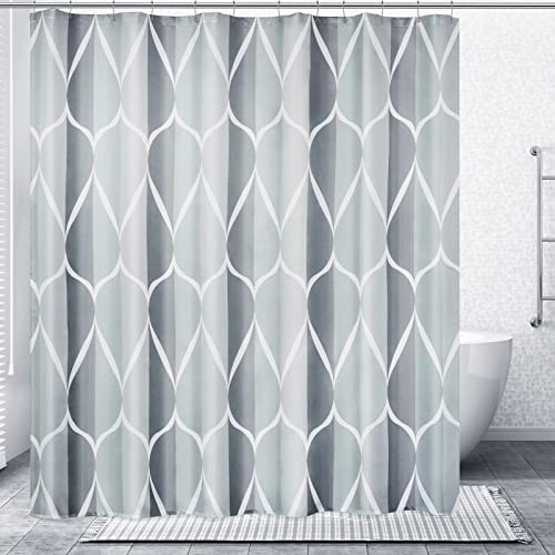 Gelbchu Grey Fabric Shower Curtain, Waterproof Design and Polyester, Quick-Drying, Weighted Hem, Shower Curtains Set for Bathroom W 72 x H 72, Machine Washable with 12 Hooks