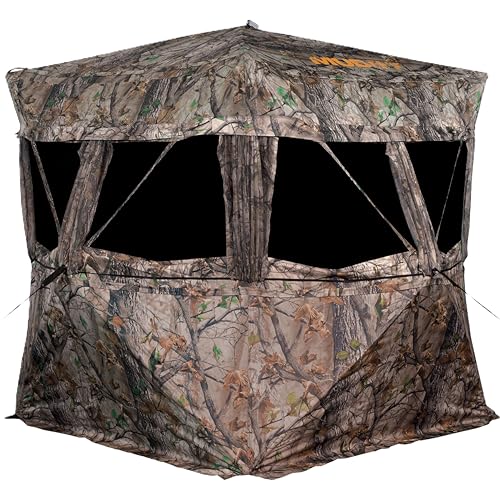 Muddy VS360 Durable Water-Resistant 360-Degree Viewing 3 Person Black Backed Quick Setup Portable Hunting Outdoor Ground Blind, Carry Bag Included, Epic Camo