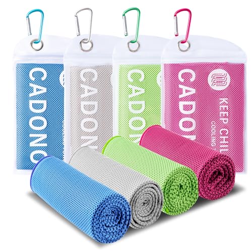 4 Pack Cooling Towel (40'x12'), Soft Breathable Chilly Towel, Ice Towel, Microfiber Towel for Yoga, Sport, Running, Workout,Gym, Camping, Fitness, Workout & More Activities(Multicolor)