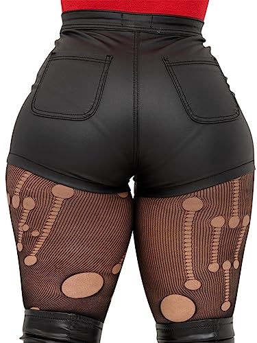 Women's High Waist Faux Leather Shorts Sexy PU Leather Matt Shorts X-Large Matte-Black