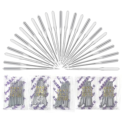 Performore 50 Pack of Sewing Machine Needles, 5 Assorted Sizes (HA 65/9, 75/11, 90/14, 100/16, 110/18) 10pcs of Each, Universal Regular Point Needles, Perfect for Embroidery, Cloth Repair, DIY