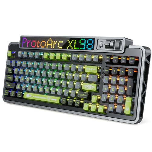 ROYALAXE XL98 Wireless Mechanical Keyboard with RGB LED Matrix Panel, Hot-swappable Wired/Bluetooth 5.0/2.4G Wireless Keyboard, Gateron Yellow Switch Pro