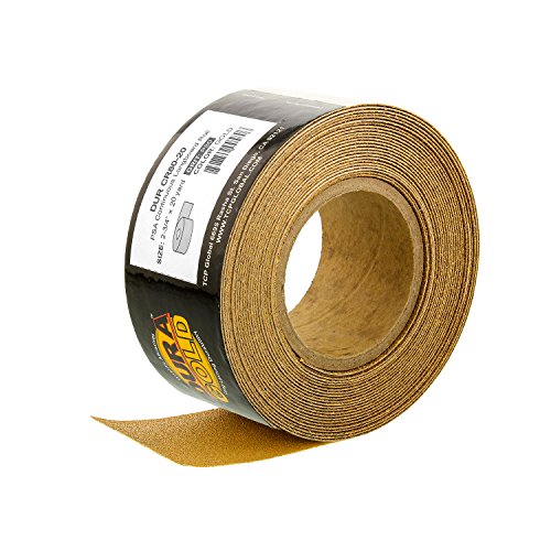 Dura-Gold Premium 80 Grit Gold PSA Longboard Sandpaper 20 Yard Long Continuous Roll, 2-3/4' Wide - Self Adhesive Stickyback Sandpaper for Automotive, Woodworking, Air File Sanders, Hand Sanding Blocks