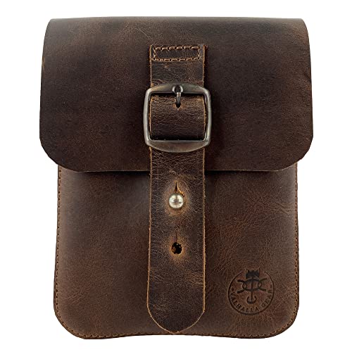 Valhalla Gear, Holster Pouch Handmade from Full Grain Leather - Durable Waist Bag for Coins, Change, Headphones, Personal Items - Conveniently Attaches to Belt - Bourbon Brown