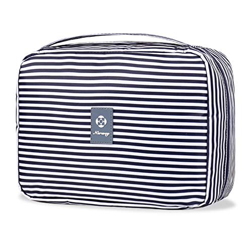 Narwey Hanging Travel Toiletry Bag Cosmetic Make up Organizer for Women Waterproof (B-Blue Stripe)