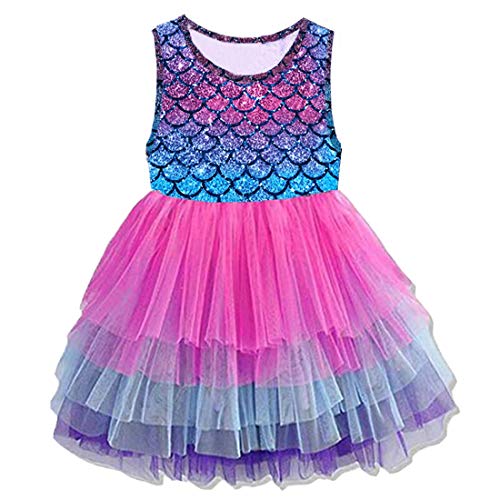 VIKITA Girls Casual Dresses, Summer Short Sleeve Party Mermaid Tutu Dresses for Little Girls SH4594 6-7Y