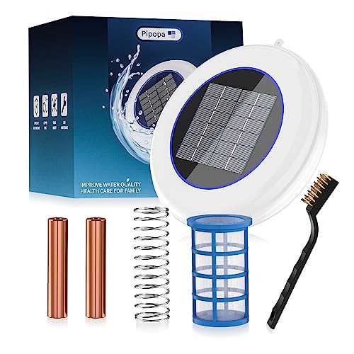 Pipopa Solar-Pool-ꓲonizer | Come with 2 Copper Replacement | Floating Water Cleaner and Purifier | Solar Powered Up to 35,000 Gal | Compatible with Fresh and Salt Water Pools & Spas