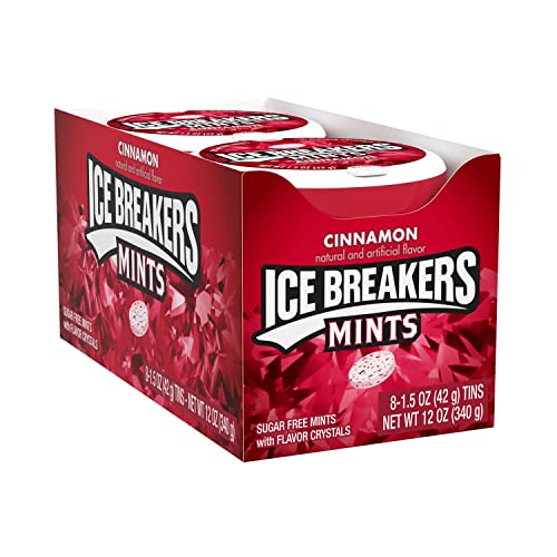 ICE BREAKERS Cinnamon Sugar Free Breath Mints Tins, 1.5 oz (8 Count)