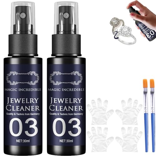 EZGHAR Jewelry Cleaner 03 for All Jewelry, Anti Tarnish Jewelry Cleaner, Magic Incredible Jewelry Cleaner 03, Quick Jewelry Cleaning Spray (2PCS)