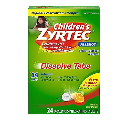 Zyrtec Children's 24 HR Dissolving Allergy Tablets, Cetirizine, Citrus Flavor, 24 ct