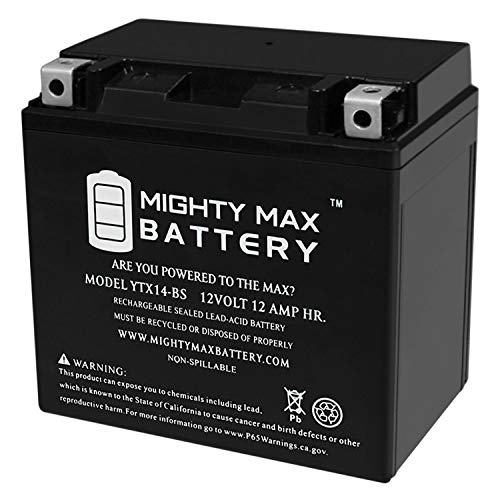 Mighty Max Battery ytx14-bs - 12v 12ah 200 cca - sla power sport battery - mighty max battery brand product