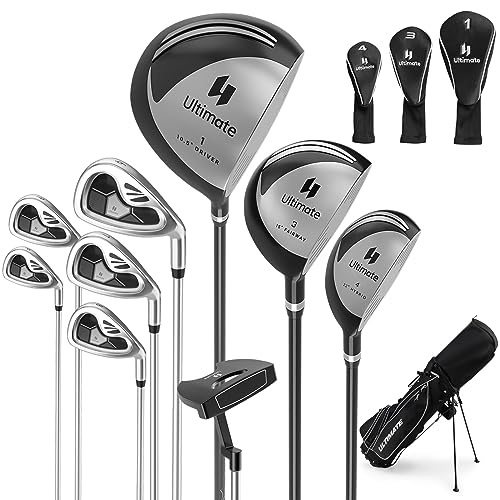 GYMAX Complete Golf Club Set for Men, 14 PCS Right Hand Golf Clubs Set Includes #1 Driver & #3 Fairway & #4 Hybrid & #6/#7/#8/#9/#P Irons, Putter & Head Covers, Men’s Golf Clubs Set (Black)